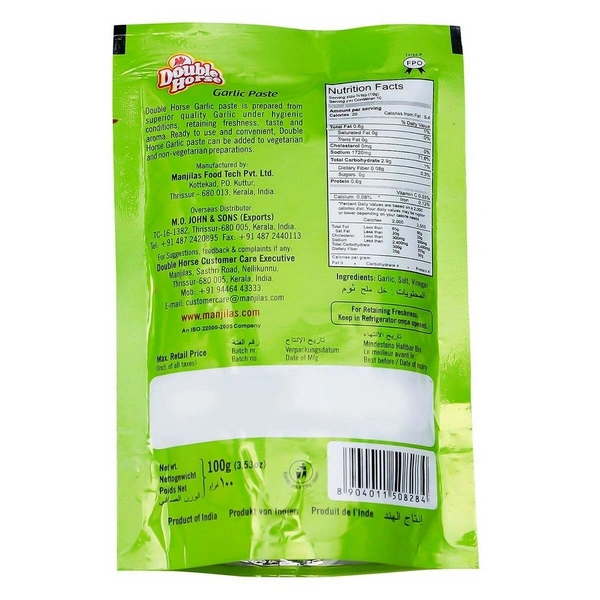 Double Horse Garlic Paste Pouch, 100g - 100g