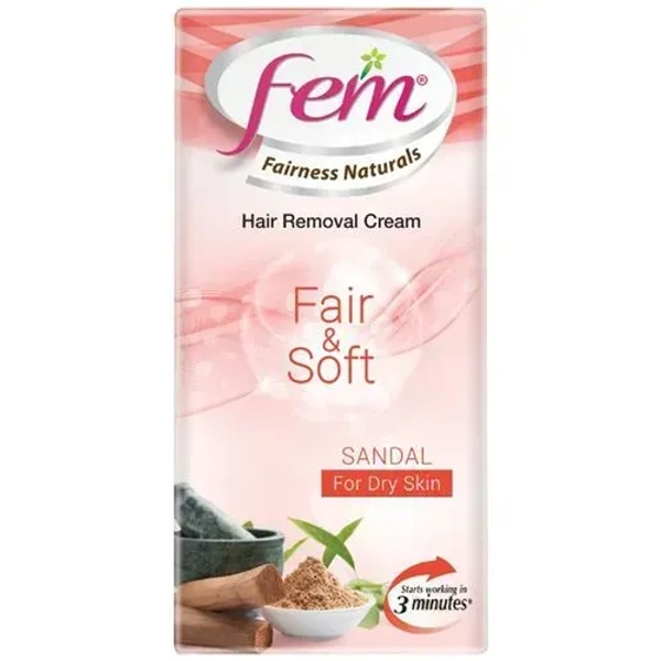 Fem Fairness Naturals Hair Removal Cream Fair& Soft Sandal Dry Skin, 25g - 25g