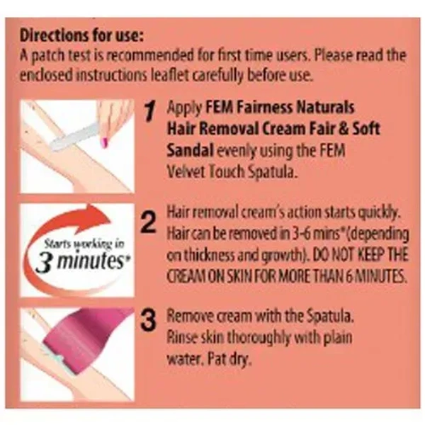 Fem Fairness Naturals Hair Removal Cream Fair& Soft Sandal Dry Skin, 25g - 25g