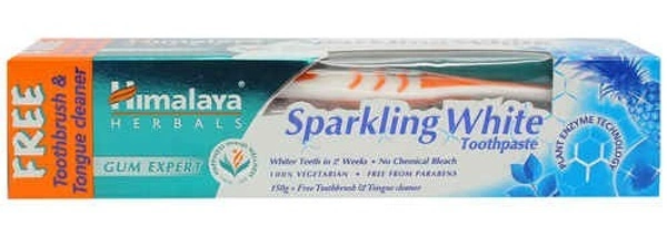 Himalaya White Toothpastefree Toothbrushtounge Cleaner Sparkling, 150g - 150g