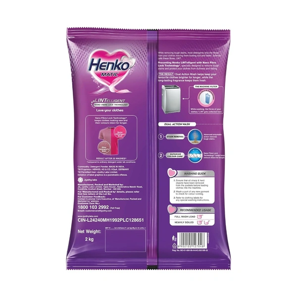 Henko Detergent Matic Lintelligent Top Load, 2 kg - 2 Kg