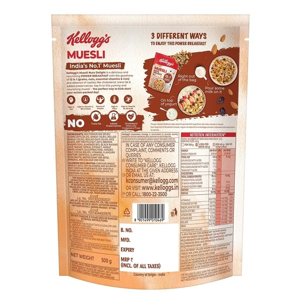 Kellogg's Muesli Nuts Delight, 500g - 500g