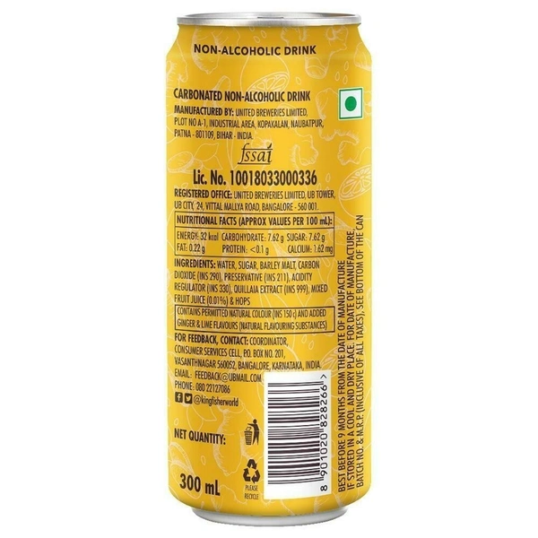 Kingfisher Radler - Non Alcoholic Malt Drink, Ginger &amp; Lime - 300 ml