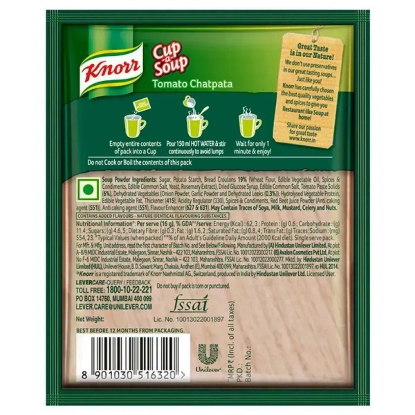 Knorr Instant Tomato Chatpata Cup Soup, 16g - 16g