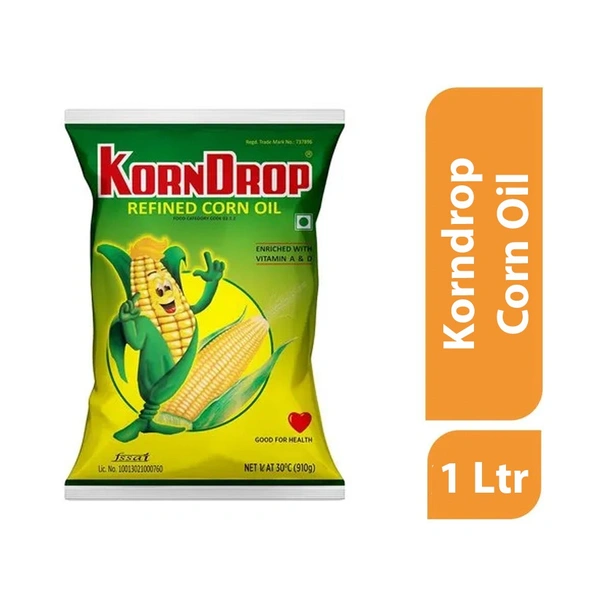 Korndrop Refined Corn Oil - 1Ltr Pouch - 1Ltr