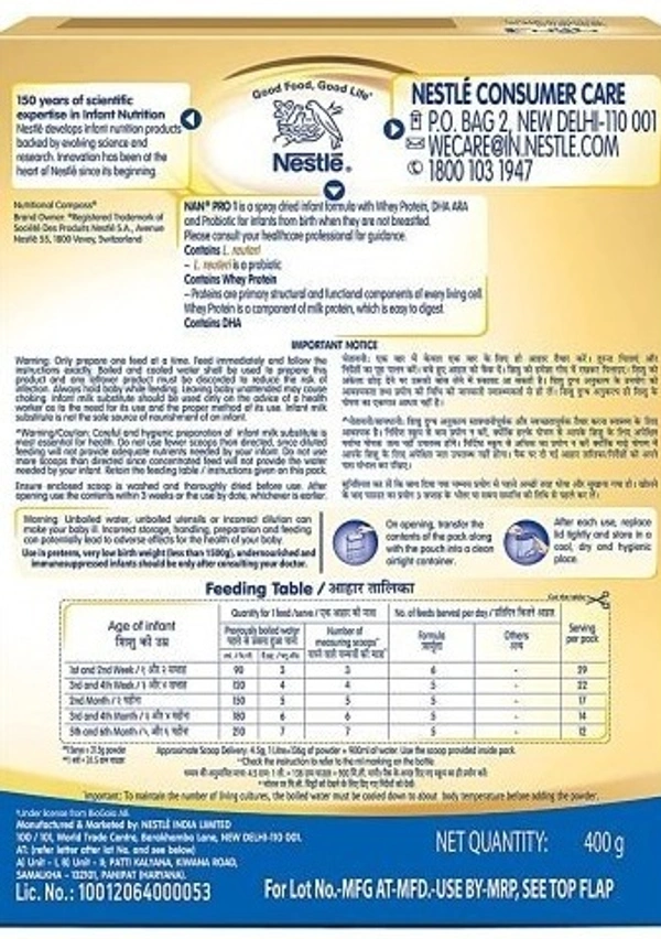 Nestle Nan Pro After 3 Months Pack, 400g - 400g
