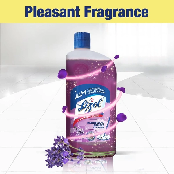Lizol Disinfectant Surface& Floor Cleaner Liquid Lavender, 500 ml - 500 ml