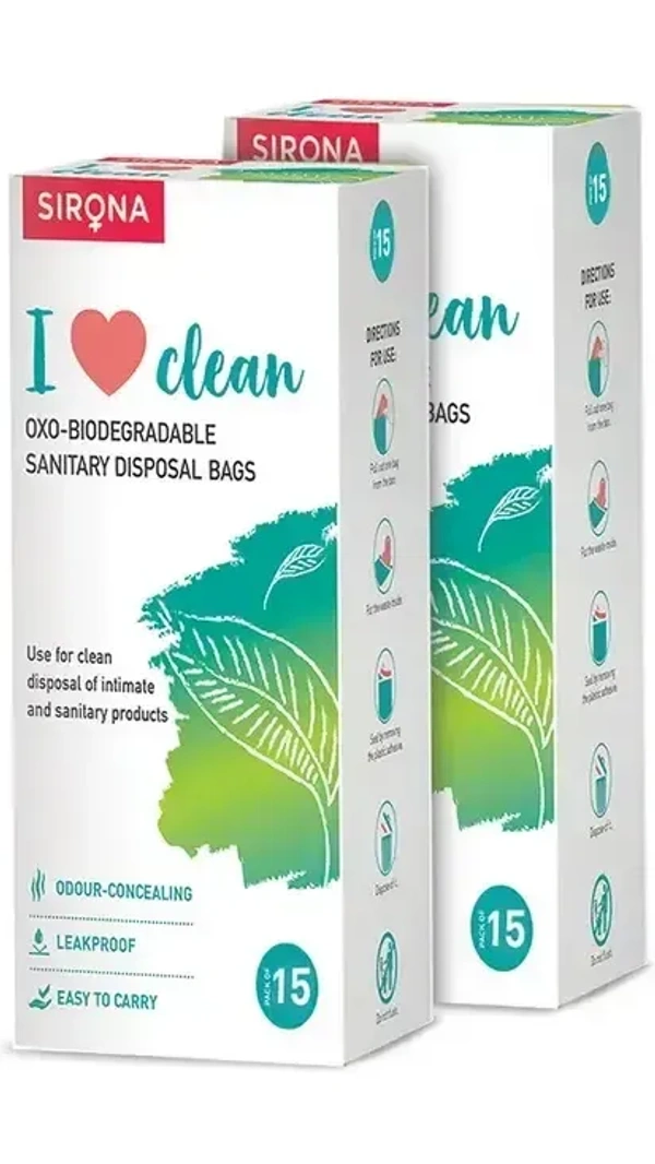 Sirona Sanitary and Diapers Disposal Bag (2 Pack of 15 Each), 30 bags - 30 bags