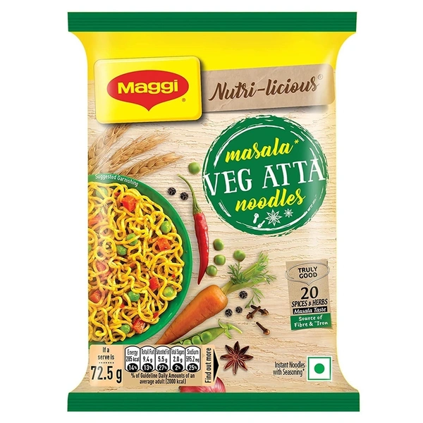 Maggi Nutri licious Masala Veg Atta Noodles, 72.5g - 72.5g
