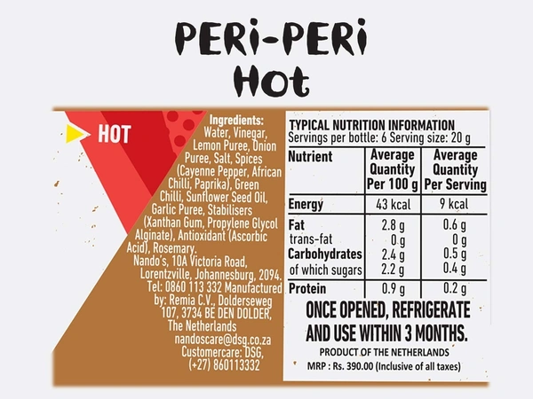 Nando's Peri, Peri Sauce Hot, 250g - 250g