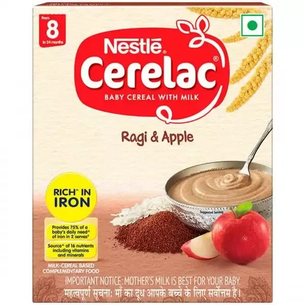 Nestle Cerelac Baby Cereal with Milk , Ragi Apple , From 8 to 24 Months ,Stage 2 - 300g