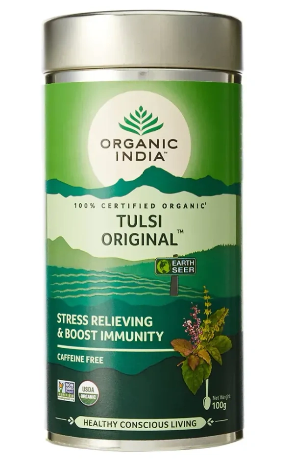 Organic India Green Tea Tulsi Orginal 100g Tin - 100g