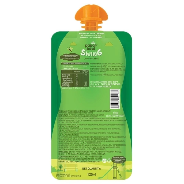 Paper Boat Jucier Drink Swing Slurpy Mango, 150 ml