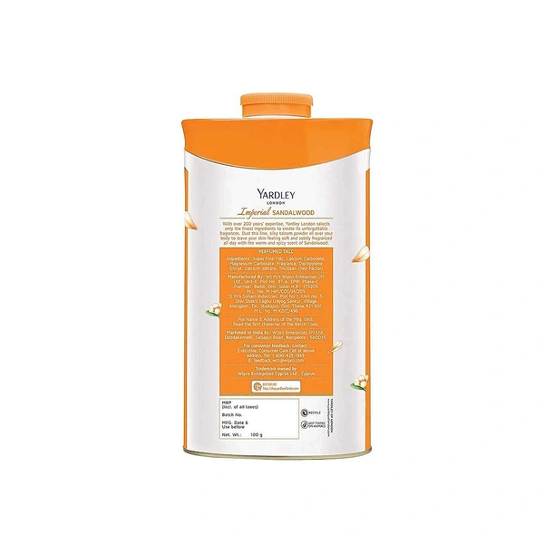 Yardley London Imperial Sandalwood Perfumed Talc, 100g - 100g