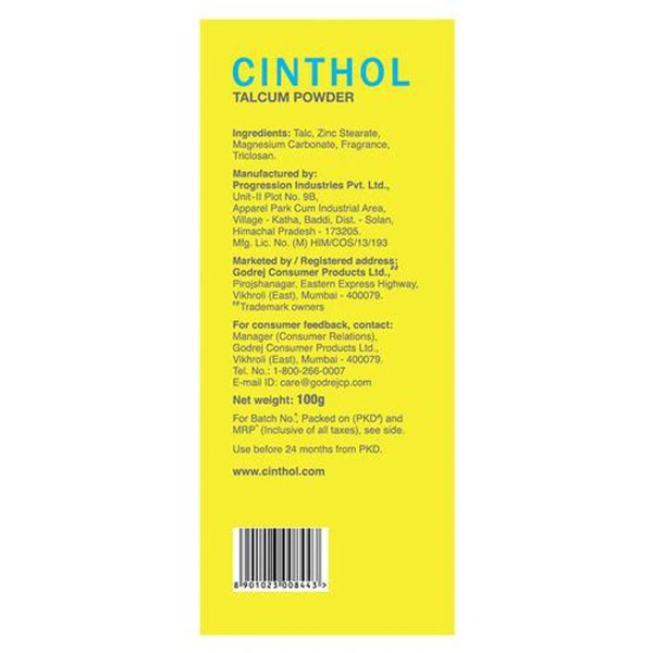 Godrej Cinthol Talc Lime, 100g - 100g
