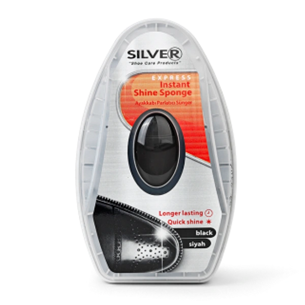 Silver Express Instant Shine Sponge Black Longer Lasting Quick Shine, 6 ml - 6 ml