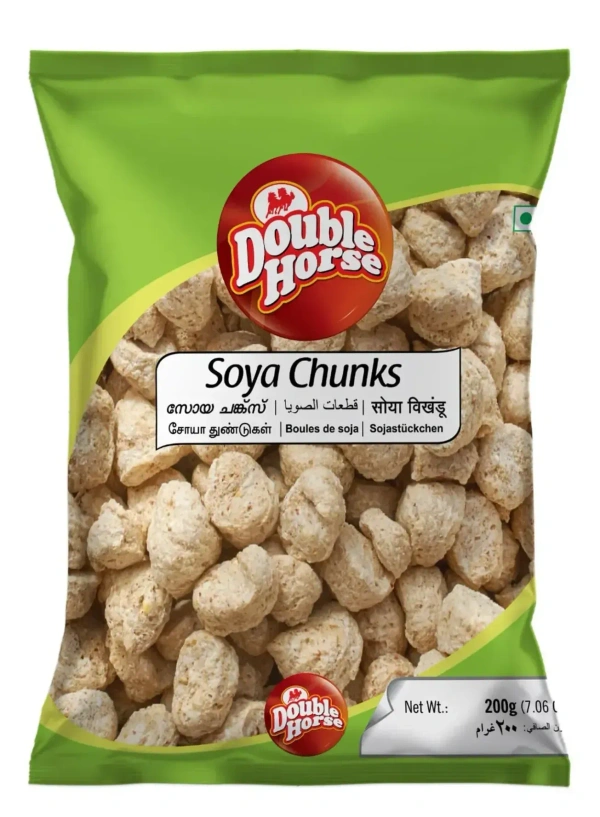 Double Horse Soya Chunks Pouch, 200g - 200g