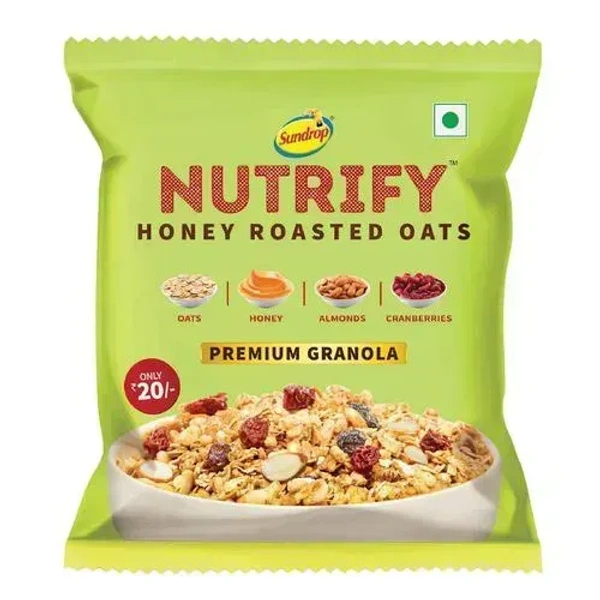 Sundrop Nutrify Oats Honey Roasted Premium Granola Pouch, 40g - 40g