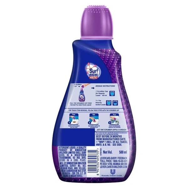 Surf Excel Detergent Liquid Matic Front Load, 500 ml - 500 ml
