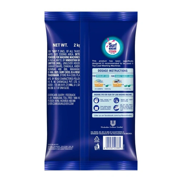 Surf Excel Matic Top Load Detergent Powder, 2 kg - 2 kg