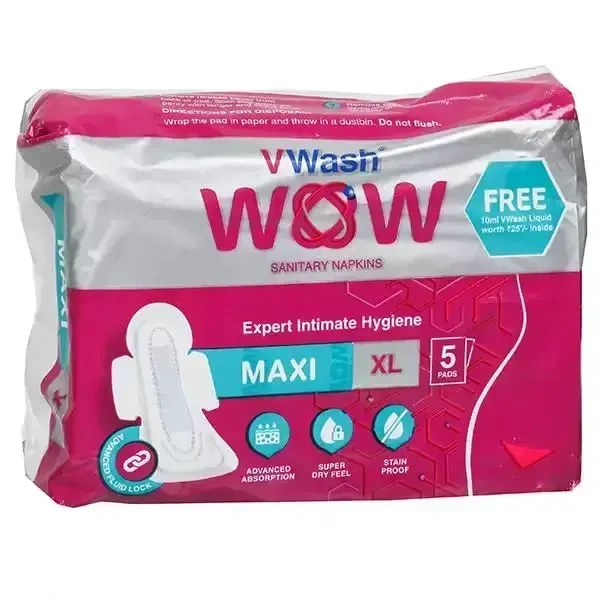 V Wash Wow Maxi Sanitary Napkin - X-Large, 5's pack - 1 Pack