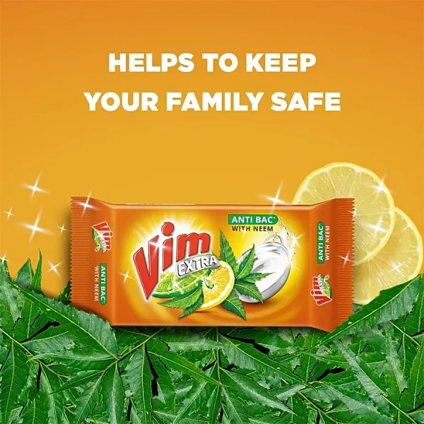 Vim Extra Dishwash Bar Anti Bac With Neem, 145g - 145g