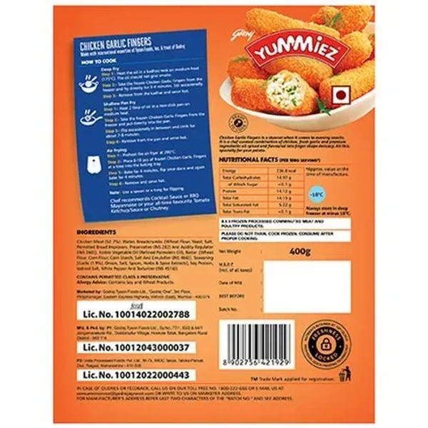Yummiez Chicken Garlic Fingers, 400g - 400g