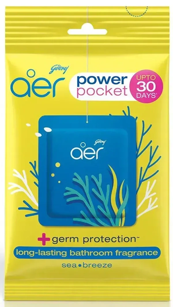 Aer Godrej Aer Bathroom Fragrance Power Pocket Sea Breeze Pouch, 10g