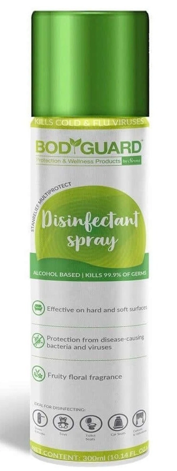 Bodyguard BodyGuard Multipurpose Alcohol Based Disinfectant Sanitizer Spray, 300 ml - 300ml