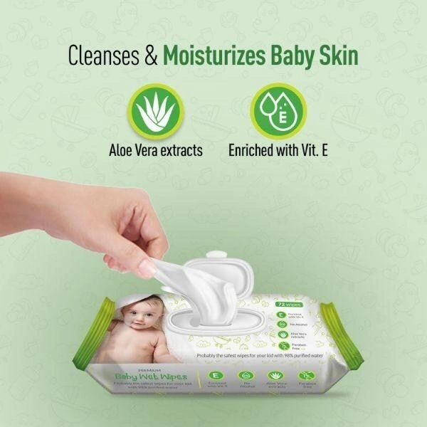 Bodyguard BodyGuard Premium Paraben Free Baby Wet Wipes with Aloe Vera (2 Pack, 72 each), 144 wipes
