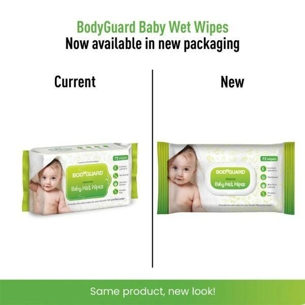 Bodyguard BodyGuard Premium Paraben Free Baby Wet Wipes with Aloe Vera (2 Pack, 72 each), 144 wipes