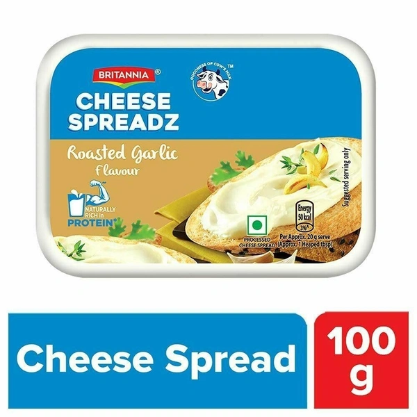 Britannia Cheese Spreadz Roasted Garlic Flavour Tub, 100g - 100g