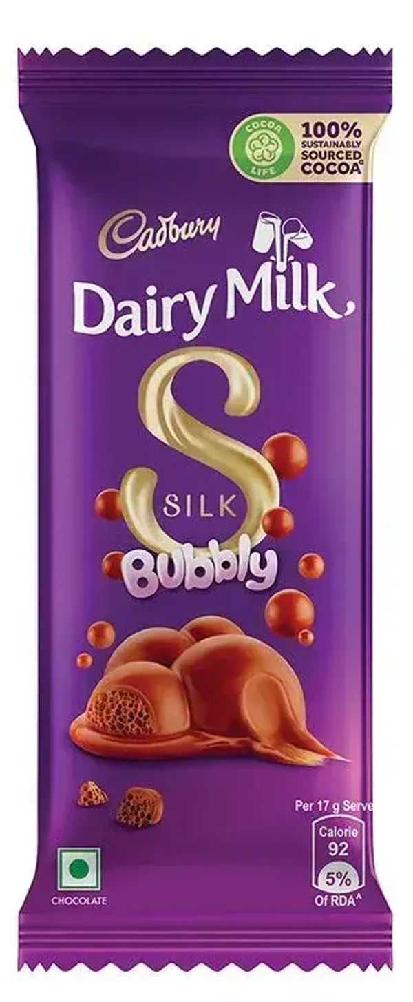 Dairy Milk Cadbury Dairy Milk Silk Chocolate Bar Bubbly, 50g