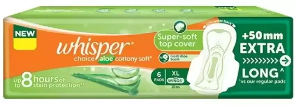 Whisper Choice  Aloe cottony Soft   Extra Long , 6 pads - #REF!