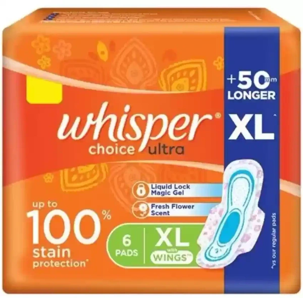 Whisper Choice Ultra, XL with wings, 6 Pads - 6 Nos