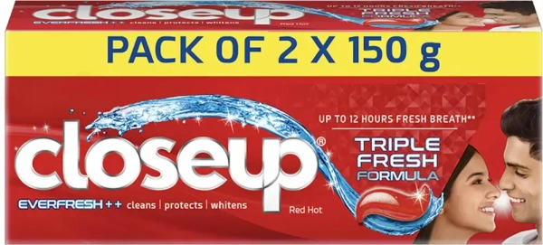 Close Up Closeup Everfresh+Anti-Germ Gel Toothpaste Red Hot (Pack of 2), 150g - 150g