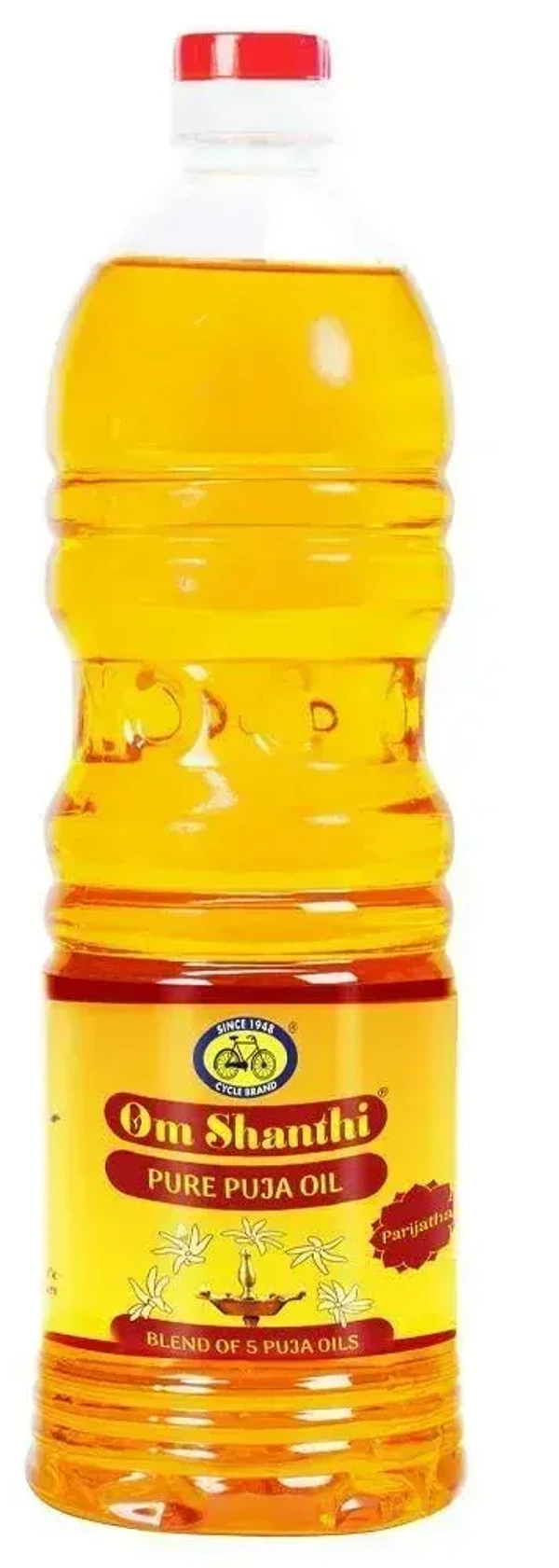 Om Shanthi Pure Puja Oil Free With Cotton Wicks, 1 ltr - 1 ltr