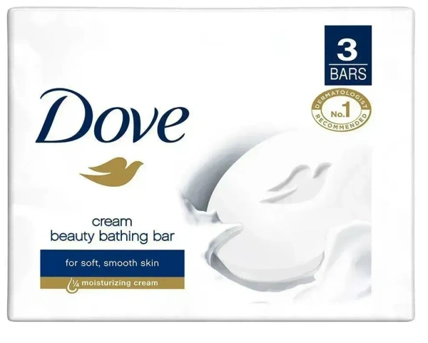 Dove Bathing Soap Cream Beauty Bathing Bar 3 N x 125 g Each, 1 pcs
