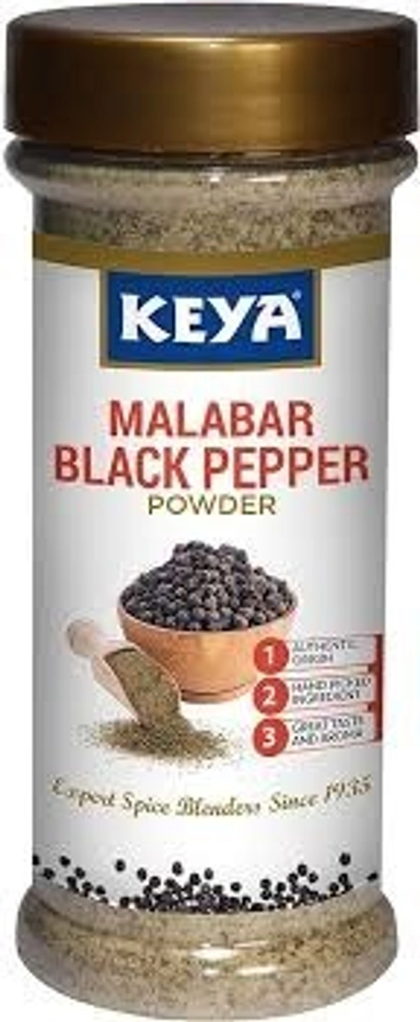 Keya Malabar Black Pepper Powder Pet Bottle, 100g - 100g
