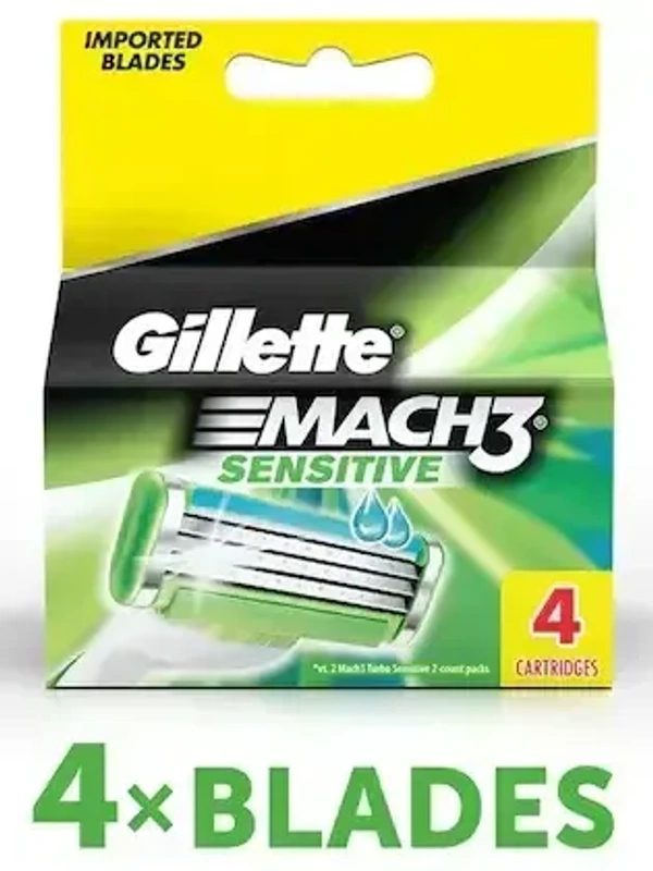 Gillette Mach 3 Turbo Cartridge 4's Cartridge  Imported Blades, 4 pcs - 4 pcs