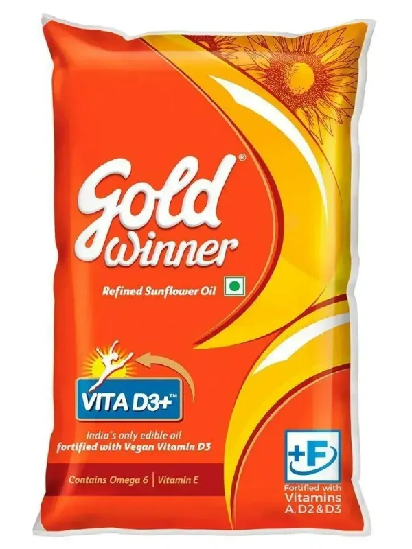 Gold Winner Refined Sunflower Oil Pouch, 1 ltr - 1Ltr