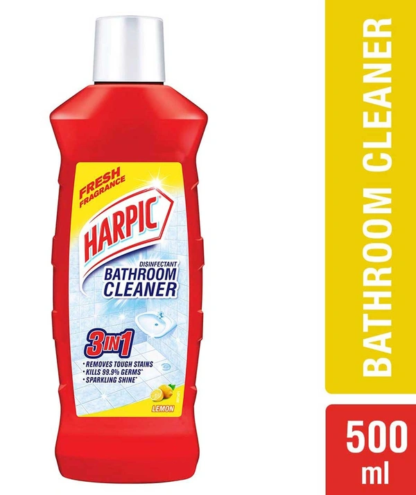 Harpic Disinfectant Bathroom Cleaner Lemon, 500ml - 500ml