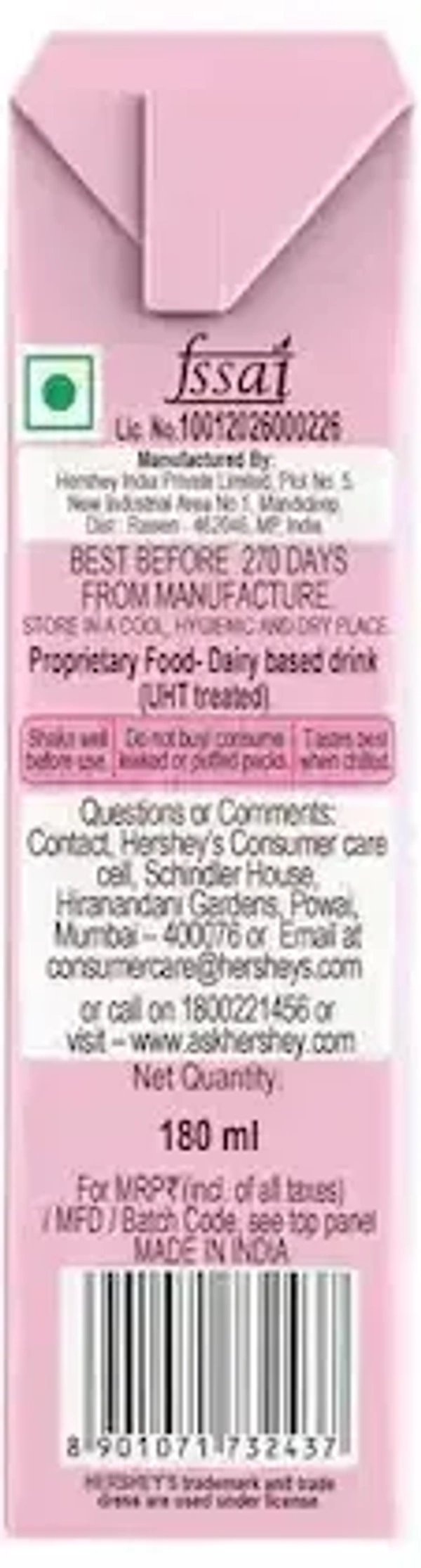 Hershey's Hersheys Milk Shake Strawberry, 200ml - 200ml