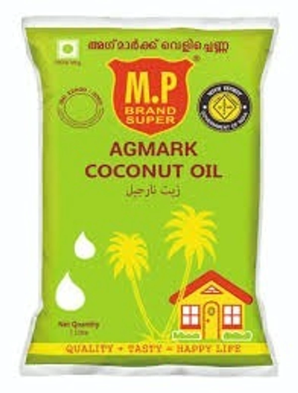 M.P Agmark Coconut Oil Pouch, 1 ltr - 1Ltr