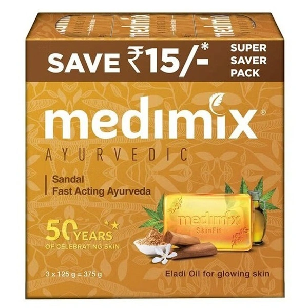 Medimix Hand Made Ayurvedic Soap With Herbs, 125gm ( Pack of 3 ) - 125gm