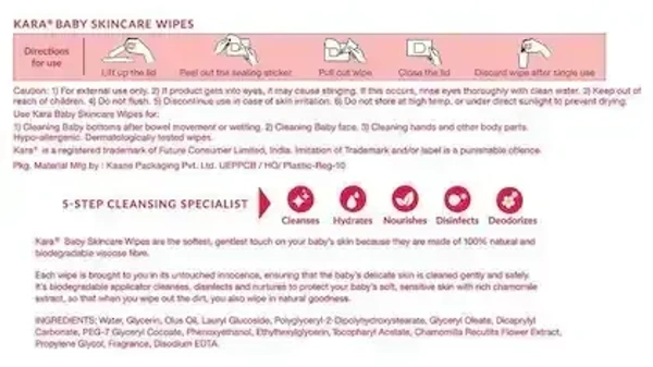 Kara Baby Skincare Wipes 80 Leaves
