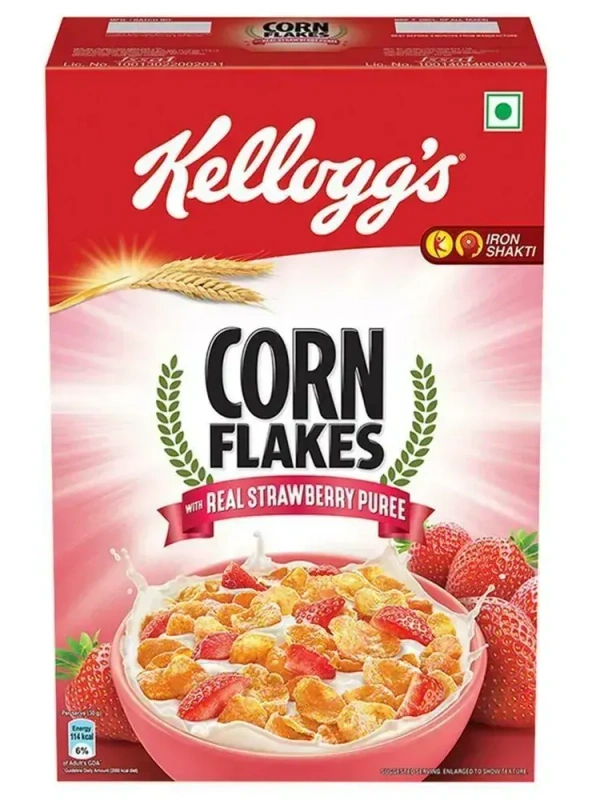 Kellogg's Corn Flakes With Real Strawberry Puree Carton, 300g - 300g