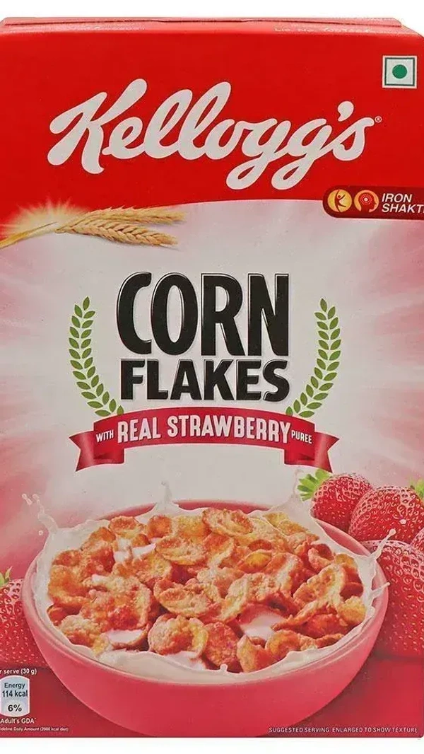 Kellogg's Corn Flakes With Real Strawberry Puree, 100g - 100g