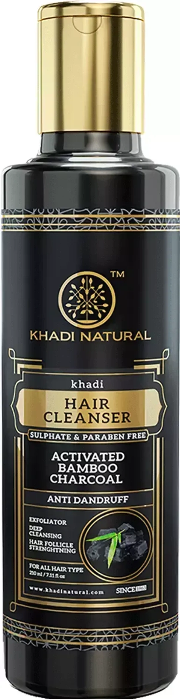 Khadi Herbal Charcoal Cleanser/Shampoo With Activated Bamboo Charcoal Sulphate Paraben Free, 210 ml - 210 ml