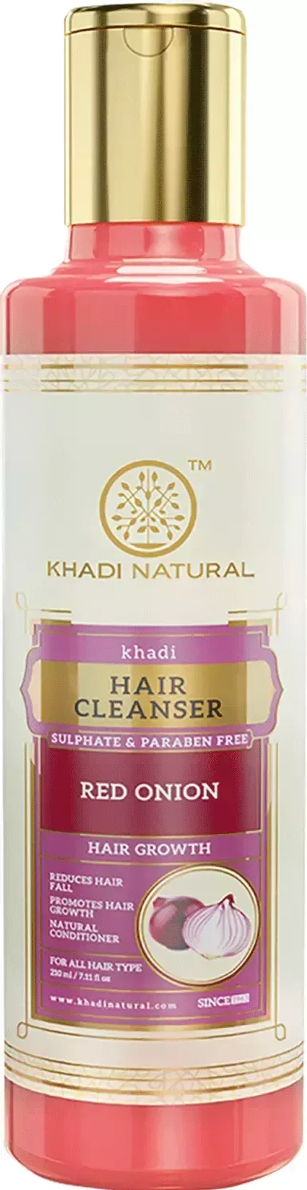 Khadi Herbal Red Onion Cleanser& Shampoo Sulphate Paraben Free, 210 ml - 210 ml